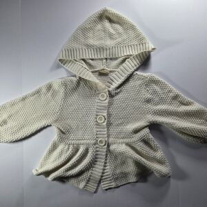 White Knitted hooded cardigan sweater